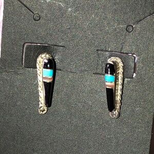 Chic Black and Turquoise Drop Earrings